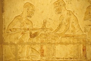 Égypte ancienne, sculpture/peinture murale, tombeau de Petosiris, Tuna el Gebel, 300 av. J.-C., charpentiers au travail