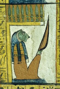 Égypte ancienne, Peinture murale, Dieu à tête de lion du monde souterrain, Tombe de Sennedjem, Thèbes, Deir el-Médina - School Egyptian