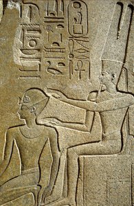 Égypte ancienne, peinture murale, Hatchepsout bénie par Amon-Rê, Temple de Karnak, Louxor