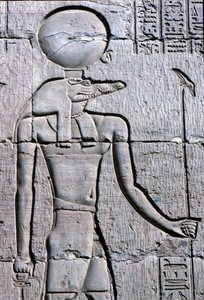 Égypte ancienne, peinture/sculpture murale, Sebek portant un ankh - School Egyptian