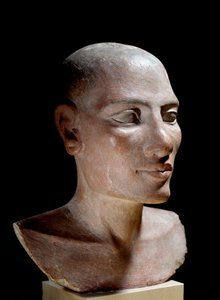 Antiquité égyptienne : Tête de sel. Sculpture en calcaire, Ancien Empire (vers 2700-2200 av. J.-C.). Paris, Musée du Louvre - School Egyptian
