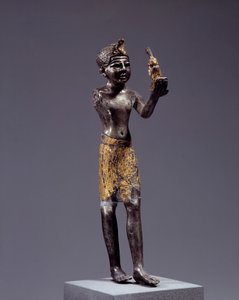 Antiquité égyptienne : statuette du roi (Sethi I ?) faisant l
