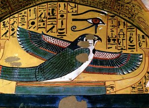 Louxor - Thèbes : rive gauche du Nil. Deir el-Médineh : nécropole des artisans. Tombe de Sennedjem. 18e dynastie. Représentation du dieu Horus