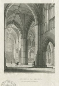 Intérieur de la cathédrale de Lichfield - Traversée depuis le transept nord : gravure, nd [milieu 19e siècle] (impression) - School English