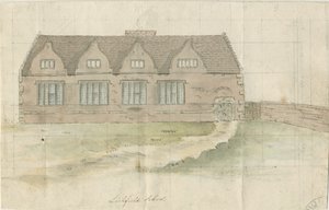 Lichfield - École de grammaire : aquarelle, nd [?fin XVIIIe siècle]
