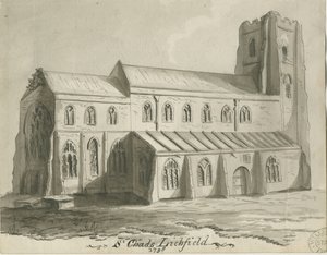 Lichfield - Église Saint-Chad : dessin sépia - School English