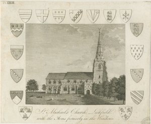 Lichfield - Église Saint-Michel : gravure, nd [?fin 18e siècle] - School English