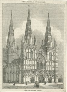 Cathédrale de Lichfield - Façade ouest : gravure sur bois, nd [?XIXe siècle]