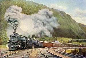 New York to Chicago Express, tiré de "The Wonder Book of Railways" de Harry Golding (impression)