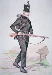 Soldat des 95e fusiliers, vers 1810, armé du fusil Baker, conçu par Ezekiel Baker de Londres