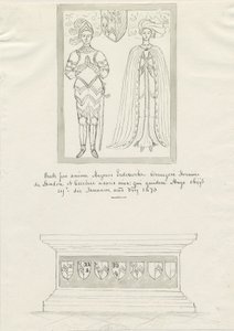 Église de Sandon - Tombe de Hugh Erdeswicke et Cecilia [Bassett] : dessin à la plume et à l