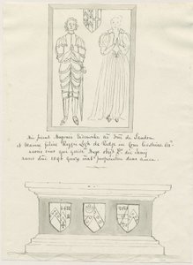 Église de Sandon - Tombe de Hugh Erdeswicke et Mary [Legh] - School English