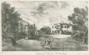 Tixall Hall et La Porte (lithographie) - School English