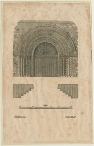 Tutbury Priory Church - Portail ouest : gravure sur bois, nd [?début 19e siècle] - School English