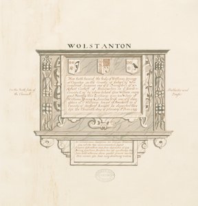 Église de Wolstanton - Monument mural à William Yonge de Caynton : dessin à la plume et au lavis, nd [?19e siècle]