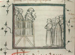 Charles V (1338-80) le Sage prêchant aux Halles, Paris, en 1364