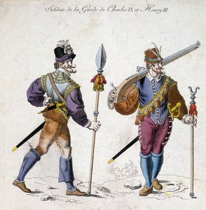 Costumes des soldats de la garde de Charles IX (1550-1574) et Henri III (1574-1589)