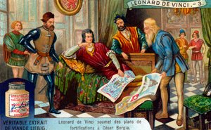 Ingénieur militaire, La vie de Léonard de Vinci, Carte Liebig (impression)