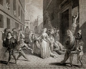 Terreur (1793-1794) : Les comédiens italiens (interprétant des personnages de la Commedia dell