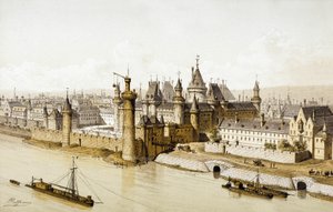 Le Palais du Louvre sous le règne du roi Charles V - School French