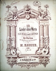 12 Lieder sans paroles accompagnés au piano, par Felix Mendelssohn (lithographie) - School German