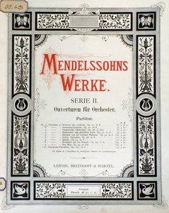 Couverture de la partition "Ouverture Op. 10 pour orchestre" par Felix Mendelssohn (lithographie en couleur) - School German