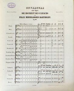 Partition de « Die Hochzeit des Camacho » par Felix Mendelssohn