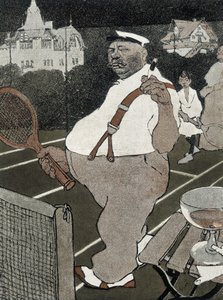 Tennis : homme gros, fumant et buvant de l