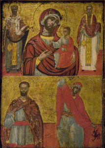 Madone, enfant et saints - School Greek