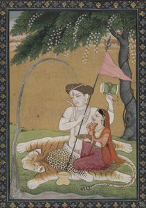 Shiva et Parvati sur Peau de Tigre, vers 1800