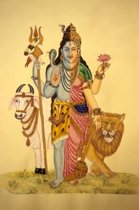 Dieu Shiva en Ardnarees Wear Roop, miniature sur papier