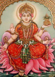 Miniature de la déesse Lakshmi sur ivoire - School Indian