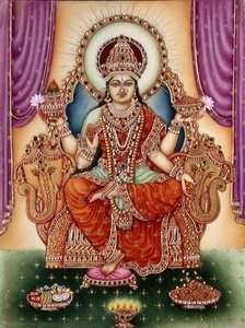 Miniature de la déesse Lakshmi sur ivoire - School Indian