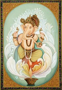 Peinture miniature de Lord Ganesh Ganpati sur papier