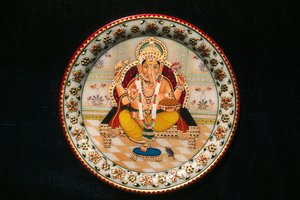 Peinture miniature de Lord Ganesh Ganpati sur papier - School Indian
