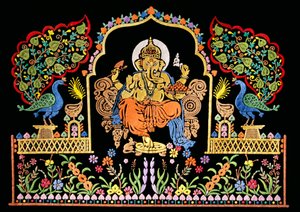 Seigneur Ganesha Ganpati Broderie sur Velours - School Indian