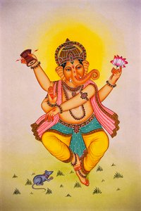 Seigneur Ganesha Ganpati en danse Miniature sur papier