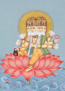 Peinture miniature du dieu Brahma - School Indian