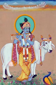 Peinture miniature de Dieu Krishna