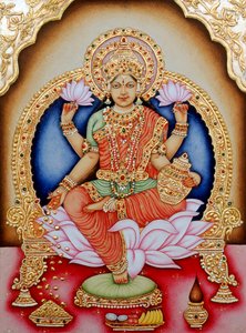 Peinture Miniature de la Déesse Laxmi, Inde - School Indian