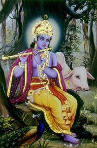 Peinture miniature de Lord Krishna, Inde