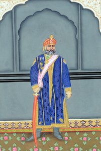 Peinture Miniature de Maharaja Sawai Madho Singh II, Jaipur