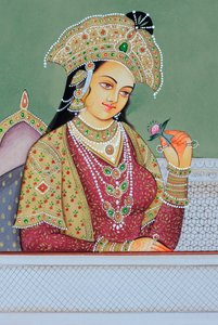 Peinture Miniature de la Reine Mughal Mumtaz Mahal