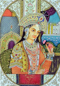 Miniature de la reine moghole Mumtaj, Inde, Asie