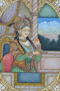 Peinture miniature de la reine moghole Nurjahan Inde Asie