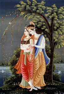 Peinture miniature de Radha Krishna, Inde