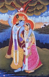 Miniature de Radha Krishna, Inde - School Indian