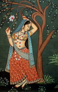 Peinture miniature de jeune femme - School Indian