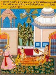 Peinture miniature sur papier, Ragini Jhalti, école de Nathdwara - School Indian