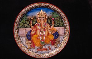 Peinture de Ganesh Ganpati sur une assiette en marbre - School Indian